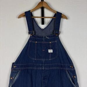 Vintage 60s Big Mac 42x28* Distressed Square Bak Wide Leg‎ Denim Overalls USA